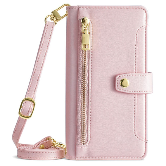 Pattintható tok a Samsung Galaxy A16, Wallet Zipper Pocket, rózsaszín