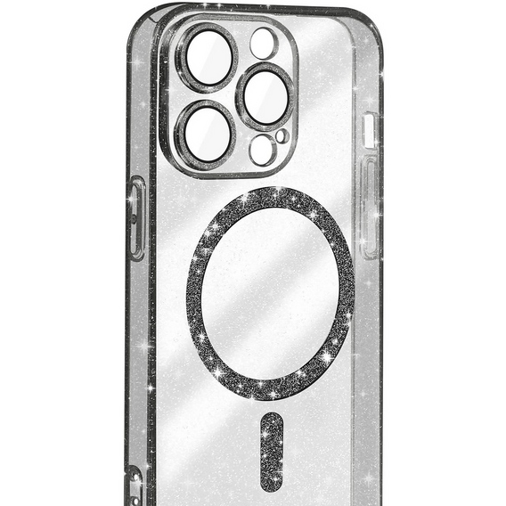 Tok iPhone 16 Pro Max-hoz, ERBORD Glitter MagSafe, fekete + képernyőüveg