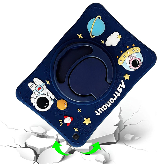 Gyermek szilikon tok Samsung Galaxy Tab A7 Lite T220 / T225, páncélozott, pánttal, Astronaut, sötétkék
