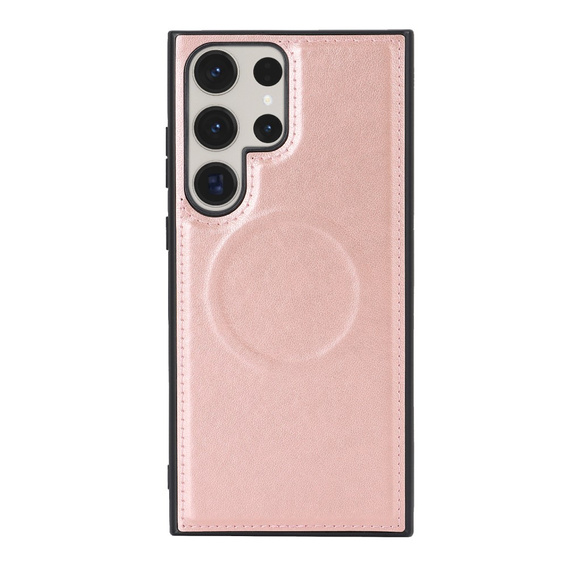Pattintható tok Samsung Galaxy S23 Ultra, pénztárca, MagSafe-hoz, rózsaszín rose gold