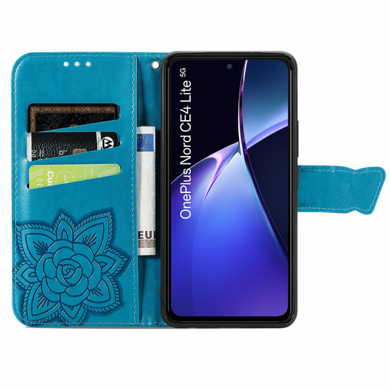 Pattintható tok a OnePlus Nord CE4 Lite, Butterfly, kék