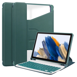 Billentyűzet tok Samsung Galaxy Tab A9+, Rotary 360° Leather, sötétzöld