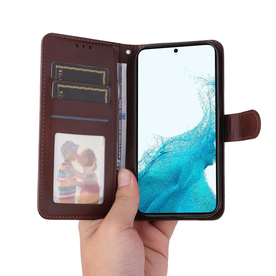 Pattintható tok a Samsung Galaxy A34 5G, Leather Wallet, barna