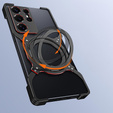 Tok Samsung Galaxy S25 Ultra, Kickstand Bumper, lencsevédővel, MagSafe-hoz, fekete / piros