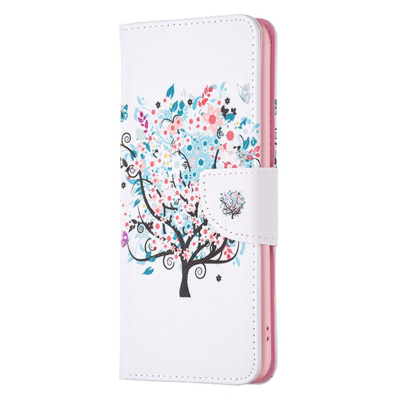 Pattintható tok a Xiaomi Redmi Note 12 4G, Wallet, colorful tree , fehér