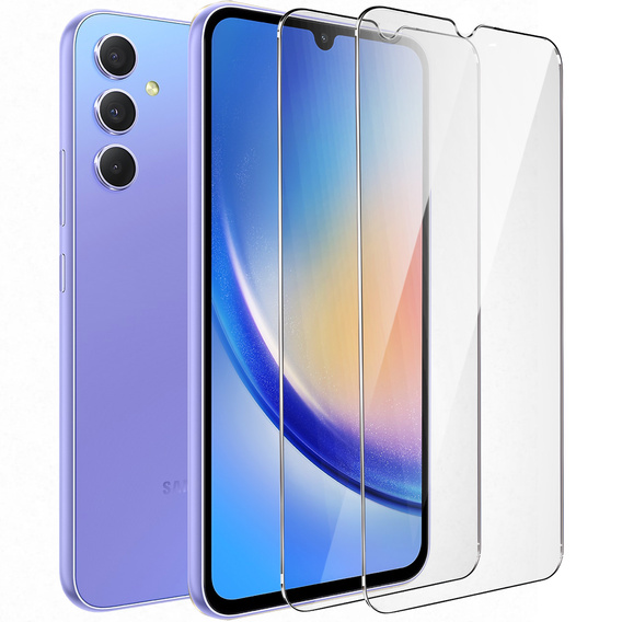 2x edzett üveg a Samsung Galaxy A34 5G, ERBORD 9H Hard Glass a képernyőn
