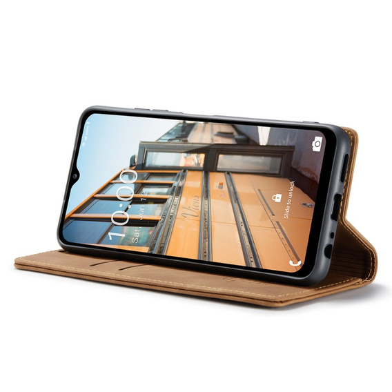 CASEME tok Samsung Galaxy M33 5G, Leather Wallet Case, barna