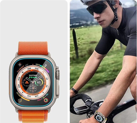 2x edzett üveg ERBORD rögzítőkerettel az Apple Watch Ultra 1/2/3 49mm-es órájához