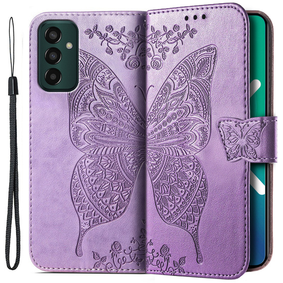Pattintható tok a Samsung Galaxy M13, Butterfly, lila