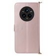 Tok patenttal a Realme 14 Pro+ 5G-hez, Crossbody Leather Wallet, rózsaszín rose gold