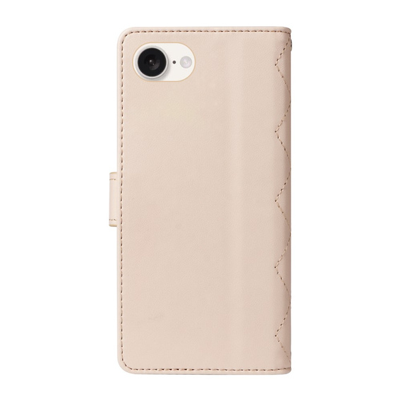 Flap tok iPhone 16E, Rhombus Crossbody Leather, bézs színű