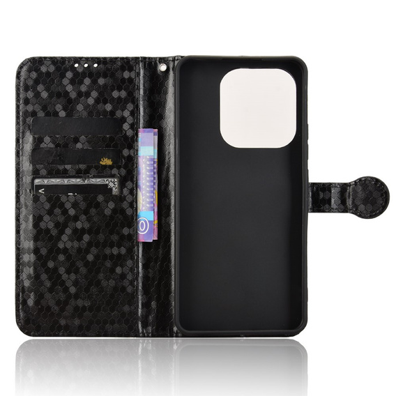 Flap tok Xiaomi Redmi Note 14 4G, Wallet Rhombus, fekete