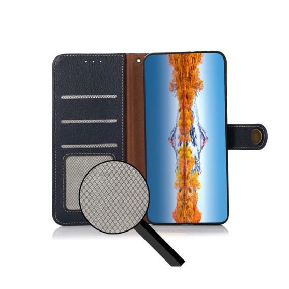 KHAZNEH RFID tok Xiaomi 13T / 13T Pro, Litchi textúra, kék