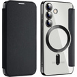 Pattintható tok a Samsung Galaxy S24+ Plus, RFID Wallet MagSafe CamShield, fekete
