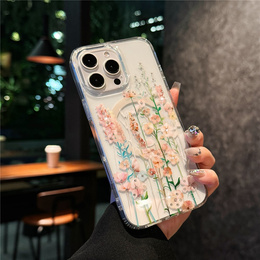 Mágneses tok virágos lézeres mintával iPhone 16 Pro-hoz