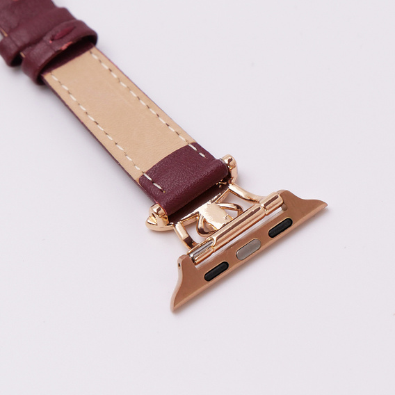 Bőrszíj Apple Watch 1/2/3/4/4/5/6/7/8/SE/Ultra 42/44/45/49mm, bordó
