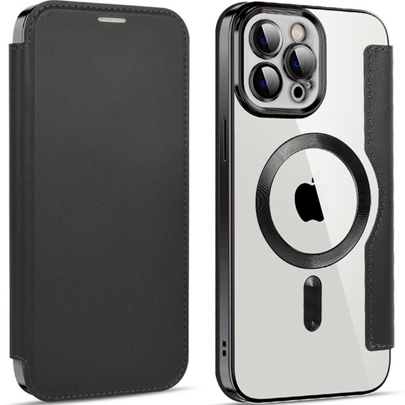 Pattintható tok a iPhone 12 Pro, RFID Wallet MagSafe CamShield, fekete