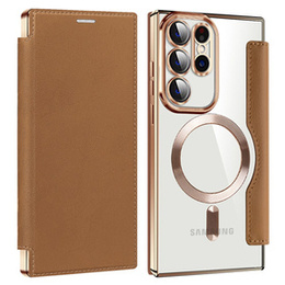 Pattintható tok a Samsung Galaxy S23 Ultra, RFID Wallet MagSafe CamShield, barna