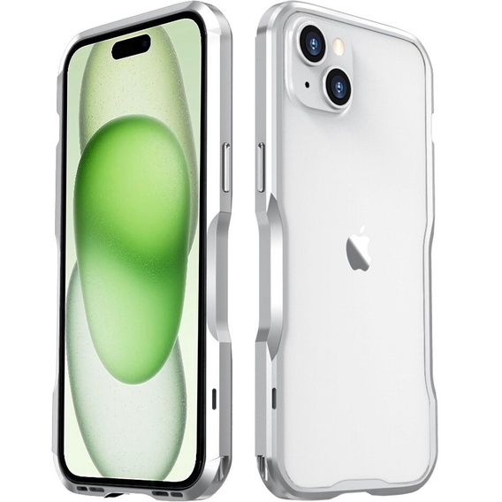 Teletok LUPHIE iPhone 15-hoz, Armor Bumper, ezüst