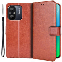 Pattintható tok a Xiaomi Redmi 12C, Crazy Horse Wallet, barna