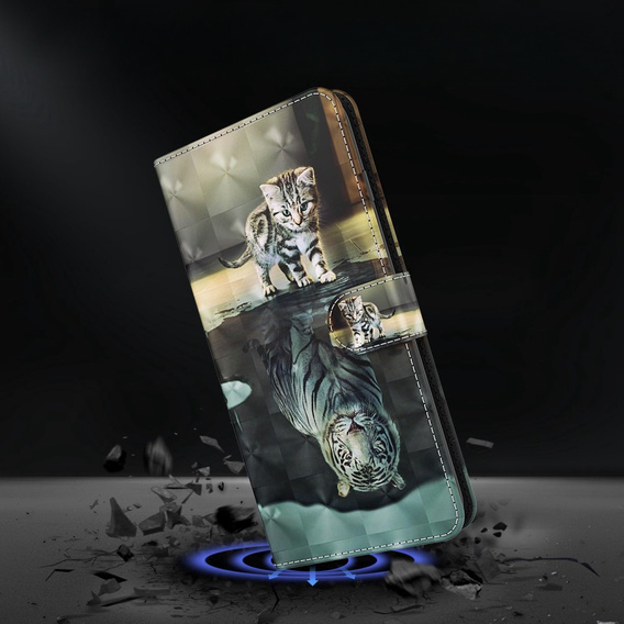 Pattintható tok a Oppo A17, Wallet, Cat & Tiger