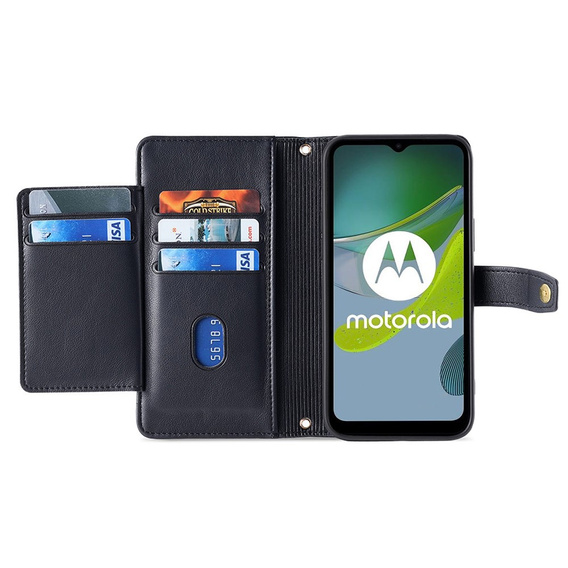 Pattintható tok a Motorola Moto G84 5G, Wallet Zipper Pocket, fekete
