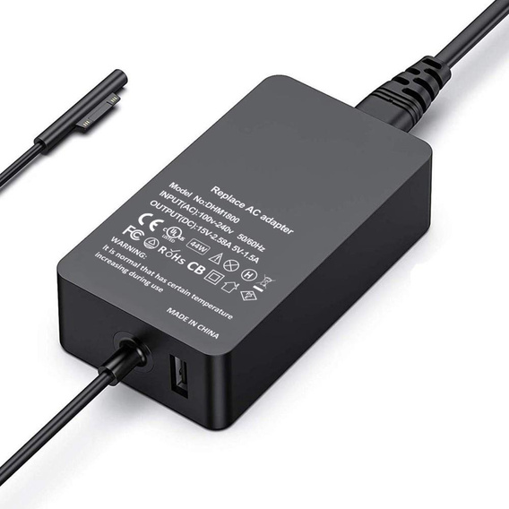 44W 15V 2.58A hálózati adapter töltő USB töltőporttal a Microsoft Surface Pro 6/5/4/3-hoz - EU csatlakozóval