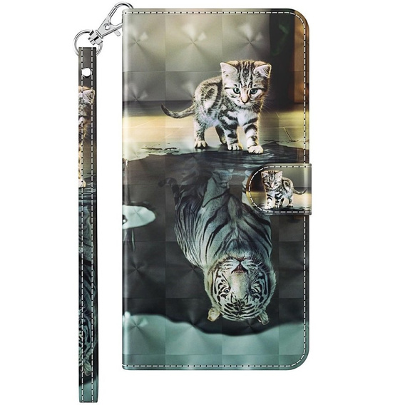 Pattintható tok a Oppo A17, Wallet, Cat & Tiger