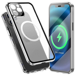 Magnetic Dual Glass MagSafe tok iPhone 12 Pro, ezüst