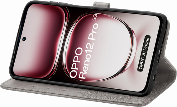 Pattintható tok a Oppo Reno 12 Pro, Mandala, szürke