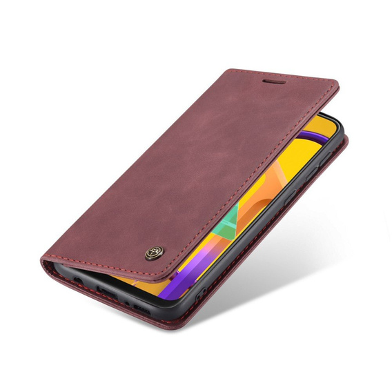 CASEME tok Samsung Galaxy M21, Leather Wallet Case, bordó