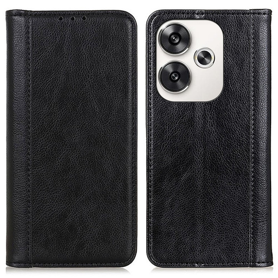 Pattintható tok Xiaomi Poco F6, Split Leather, fekete