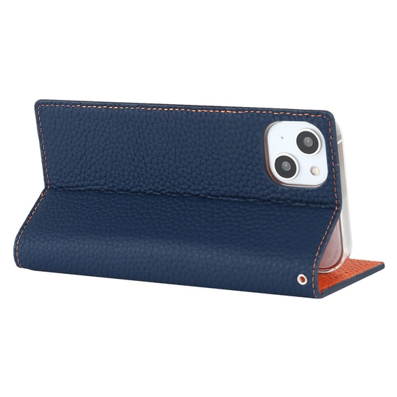 Pattintható tok a iPhone 14 Plus, Litchi Skin Grain, sötétkék