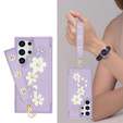 Tok Samsung Galaxy S24 Ultra, Leather Flower Card Slot, lila