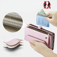 Tok CASEME Samsung Galaxy S24 FE, RFID Leather Wallet, vállpánttal, rózsaszín