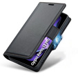Tok Oppo Reno 13 Pro, ERBORD Glossy Litchi, pénztárca patenttal, fekete