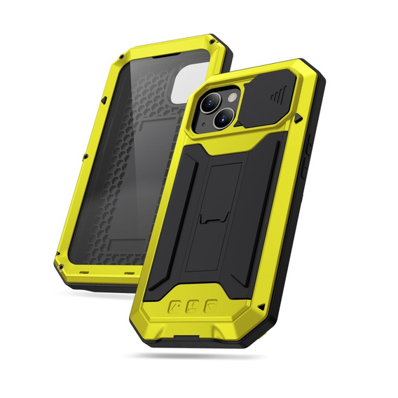 Tojás iPhone 13 Mini, R-JUST CamShield Slide, páncélozott, sárga / fekete