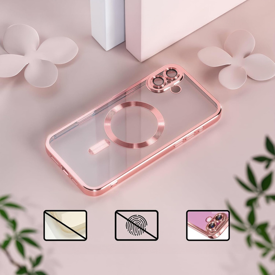 Tok iPhone 16 Plus-hoz, Electro MagSafe, rózsaszín + üveg a képernyőhöz