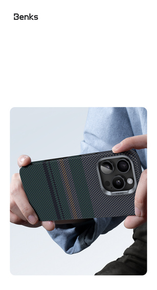BENKS Kevlar Magnetic Armor Pro Aurora 600D B062 tok MagSafe-hez iPhone 15 Pro Max készülékekhez