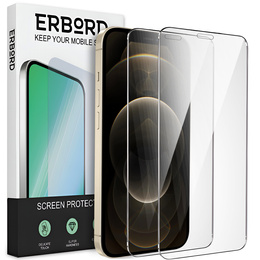 2x edzett üveg a iPhone 12 Pro Max, ERBORD 9H Hard Glass a képernyőn