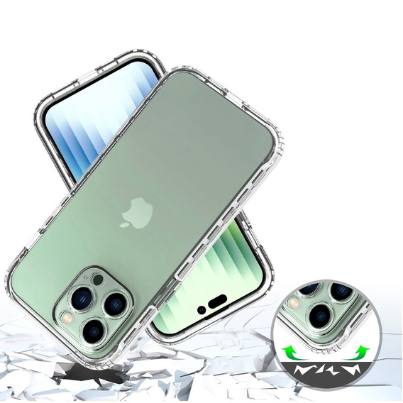 Tok iPhone 14 Pro készülékhez, Shockproof, fóliával, átlátszó