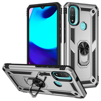 Páncélozott telefontok a Motorola Moto E20/E30/E40, Nox Case Ring, ezüst