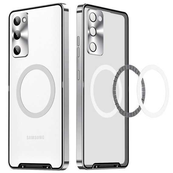Kameravédő tok Samsung Galaxy S20 FE, CamShield MagSafe, átlátszó / ezüst