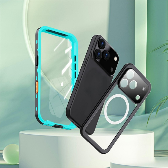 Tok iPhone 17 Pro készülékhez, vízálló IP68, SHELLBOX MagSafe, kék