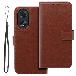 Pattintható tok a Oppo A38 4G / Oppo A18 4G, Crazy Horse Wallet, barna