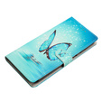 Pattintható tok a Xiaomi 13 Lite, Wallet, butterfly, kék