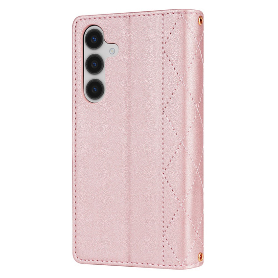 Flap tok Samsung Galaxy A56 5G, Rhombus Crossbody Leather, rózsaszín rose gold