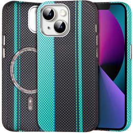 Tok iPhone 13, Carbon Fiber MagSafe, fekete / kék