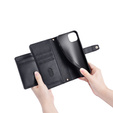 Pattintható tok a iPhone 15, Wallet Zipper Pocket, fekete