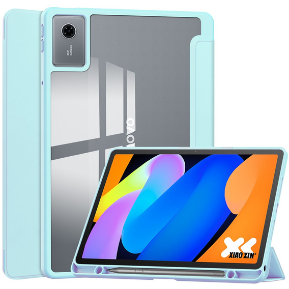 Tok Lenovo Idea Tab 11" 2025 TB336FU TB336ZU, átlátszó hátlappal és tolltartóval, kék színű